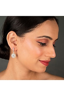 White Finish Zircon Dangler Earrings In Sterling Silver