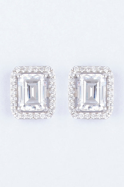 White Finish Sterling Silver Stud Earrings