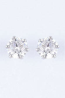 White Finish Zircons Stud Earrings In Sterling Silver