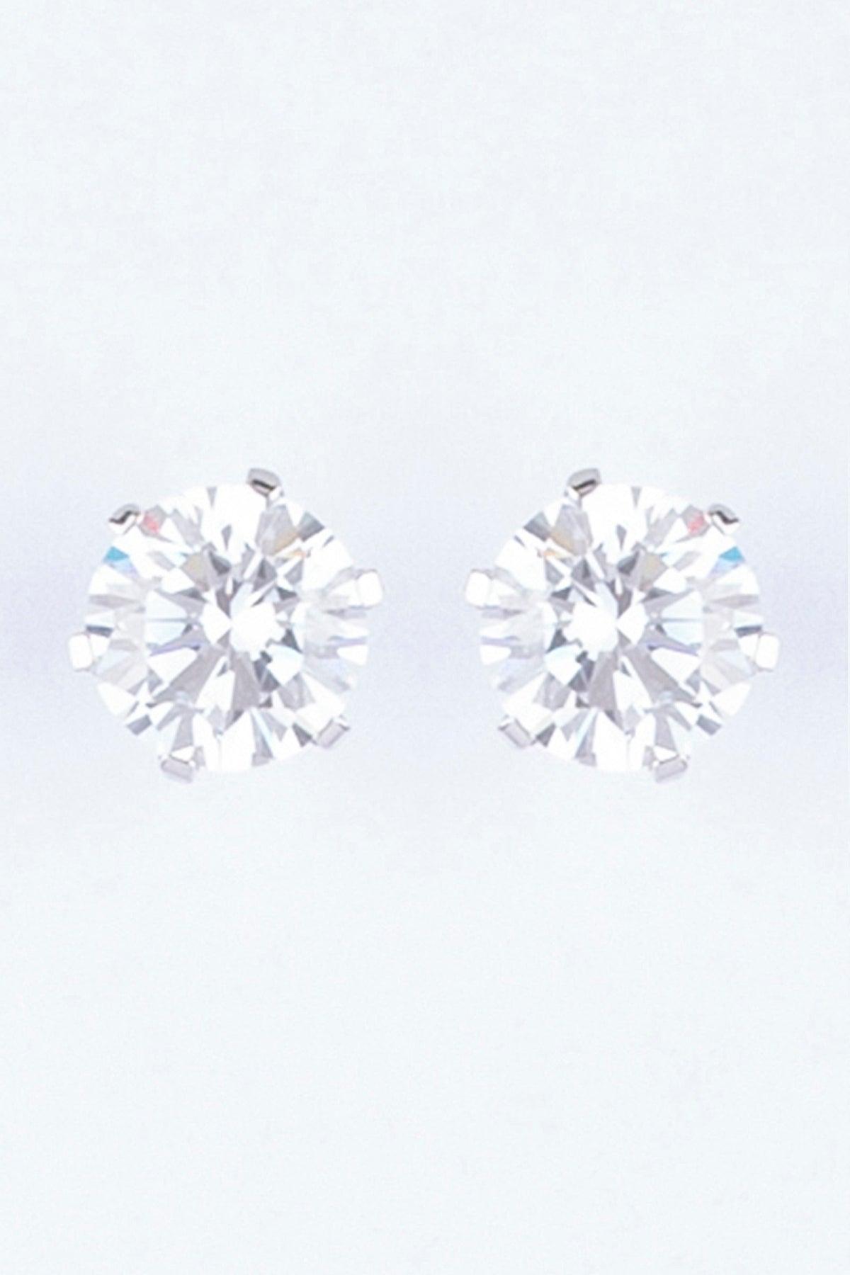 White Finish Stud Earrings With Zircon In Sterling Silver