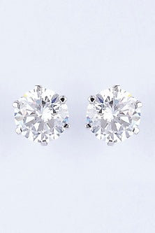 White Finish Lab Grown Zircon Stud Earrings In Sterling Silver