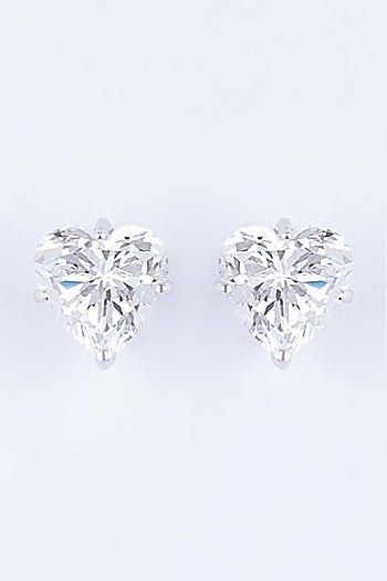 White Finish Stud Earrings In Sterling Silver