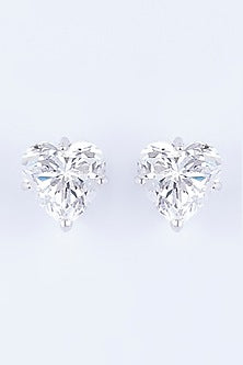 White Finish Stud Earrings In Sterling Silver