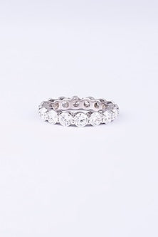 White Finish Ring In Sterling Silver
