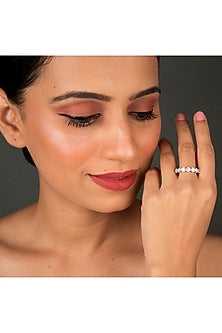 White Finish Ring In Sterling Silver