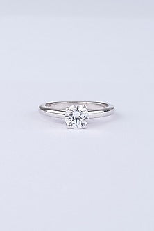 White Finish Zircon Ring In Sterling Silver