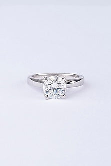 White Finish Zircons Ring In Sterling Silver