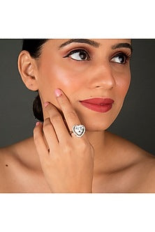 White Finish Heart-Cut Zircon Ring In Sterling Silver