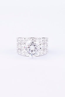 White Finish Solitaire Zircon Ring In Sterling Silver
