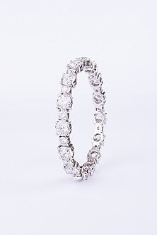 White Finish Zircon Bangle In Sterling Silver