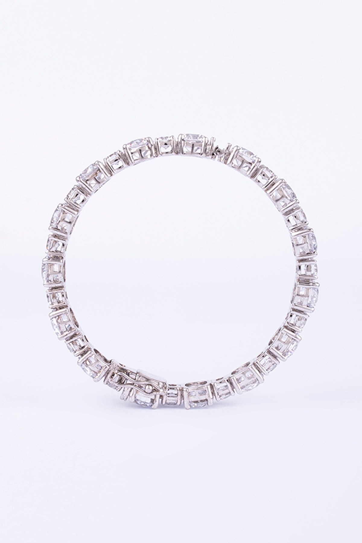White Finish Zircon Bangle In Sterling Silver