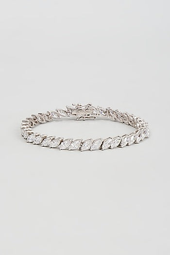 White Finish Zircon Bracelet In Sterling Silver