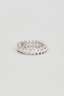White Finish Zircon Ring In Sterling Silver