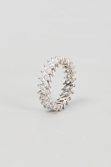 White Finish Zircon Ring In Sterling Silver