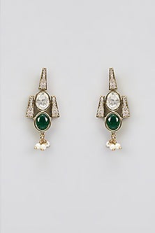 Two-Tone Finish Victorian Polki Layered Long Necklace Set