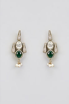 Two-Tone Finish Victorian Polki Layered Long Necklace Set
