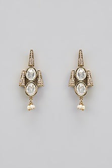 Two-Tone Finish Victorian Polki Layered Long Necklace Set