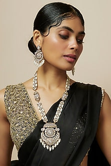 Two-Tone Finish Kundan Polki Long Necklace Set