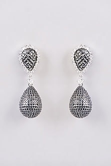 White Finish Zircon Dangler Earrings