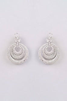 White Finish Zircon Dangler Earrings