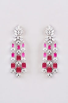 Two-Tone Finish Zircon Dangler Earrings