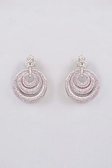 White Finish Zircon Dangler Earrings