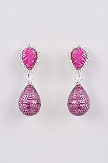 White Finish Zircon Dangler Earrings