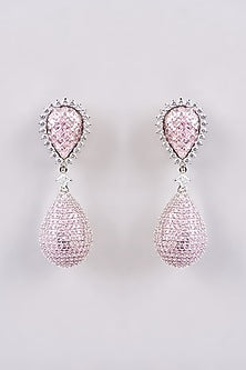 White Finish Zircon Dangler Earrings