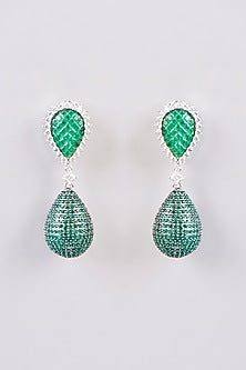 White Finish Zircon Dangler Earrings
