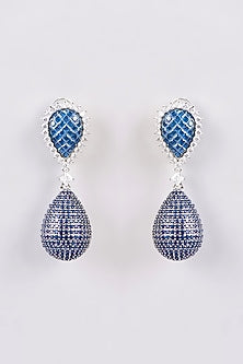 White Finish Zircon Dangler Earrings