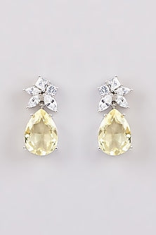 White Finish Zircon & Swarovski Stud Earrings