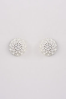 White Finish Zircon Stud Earrings