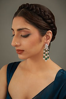 White Finish Zircon Dangler Earrings