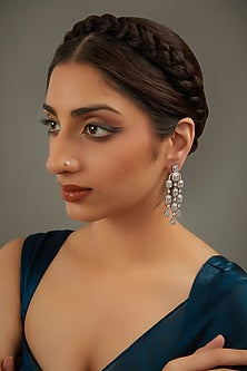White Finish Zircon Dangler Earrings