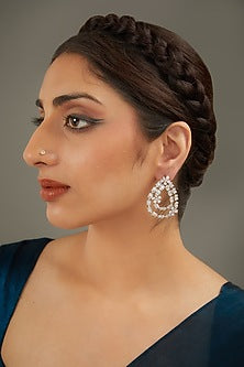 White Finish Zircon Dangler Earrings