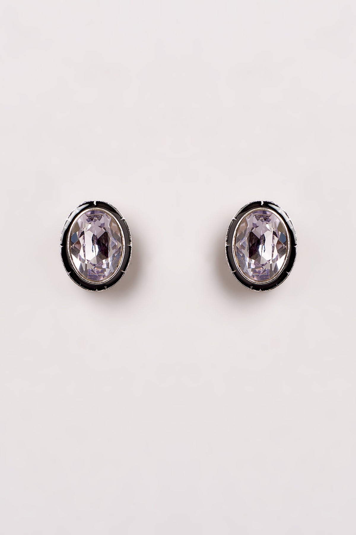 White Finish Swarovski Enamelled Stud Earrings