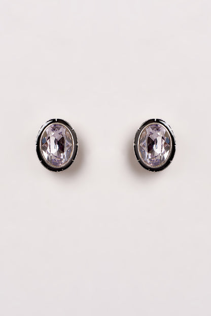 White Finish Swarovski Enamelled Stud Earrings