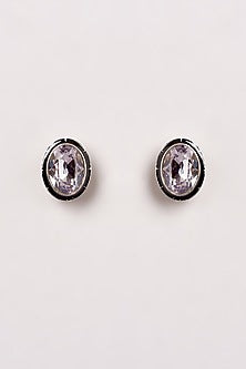 White Finish Swarovski Enamelled Stud Earrings