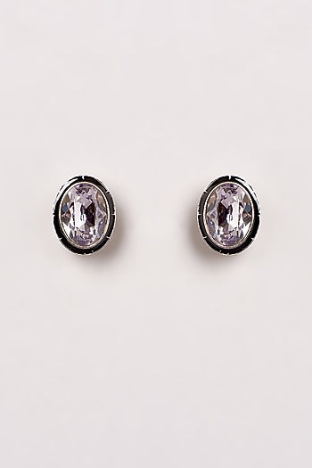 White Finish Swarovski Enamelled Stud Earrings