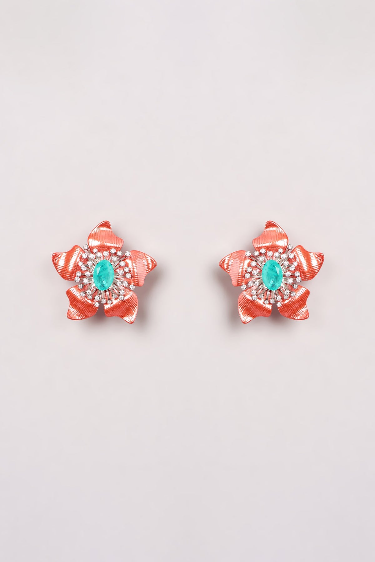 Rose Gold Finish Semi-Precious Stone Stud Earrings