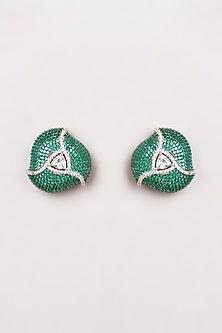 White Finish Zircon Stud Earrings