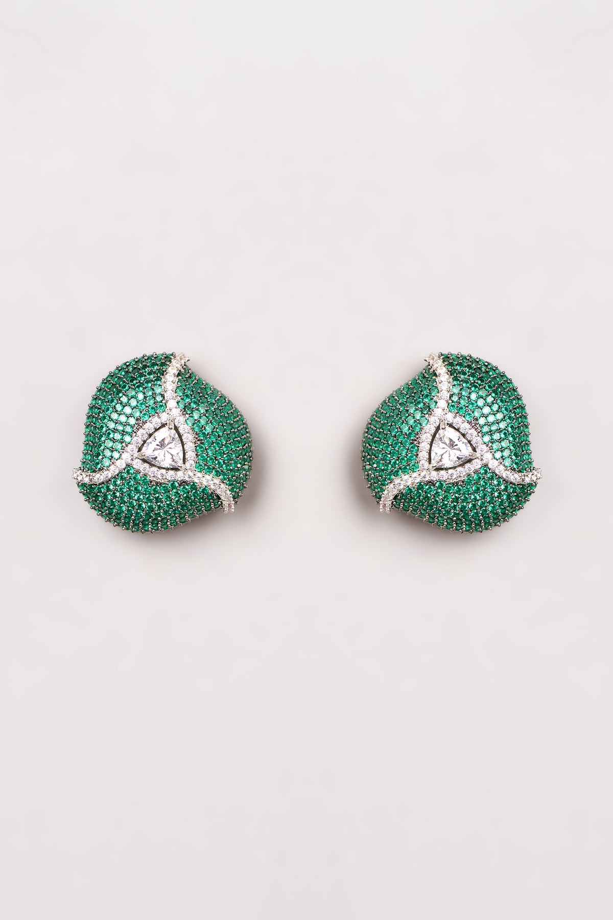 White Finish Zircon Stud Earrings