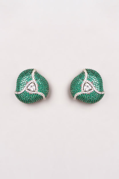 White Finish Zircon Stud Earrings