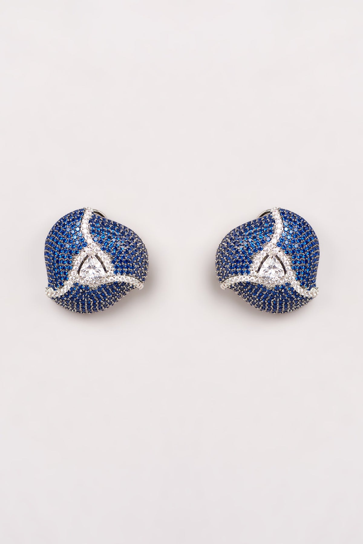 White Finish Zircon Stud Earrings