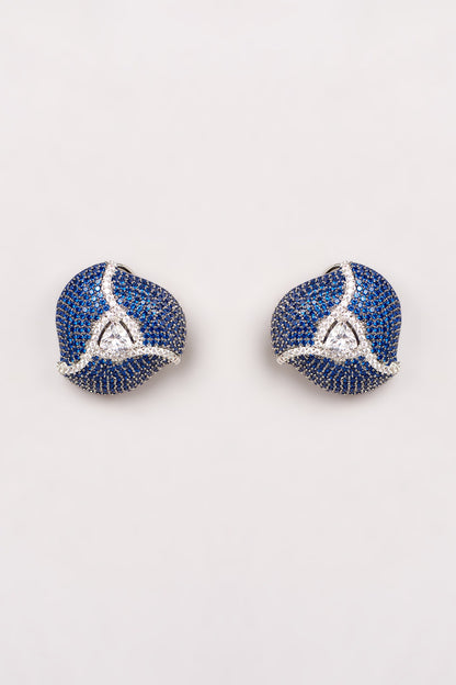 White Finish Zircon Stud Earrings