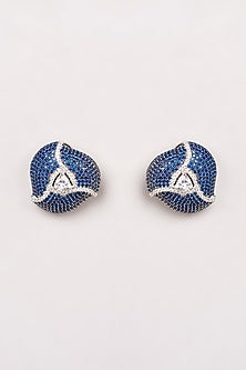 White Finish Zircon Stud Earrings