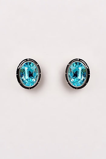 White Finish Swarovski Enamelled Stud Earrings