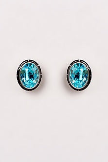 White Finish Swarovski Enamelled Stud Earrings