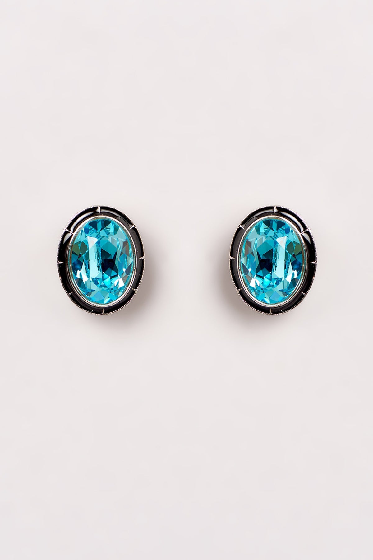 White Finish Swarovski Enamelled Stud Earrings