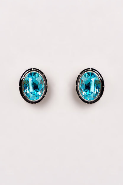White Finish Swarovski Enamelled Stud Earrings